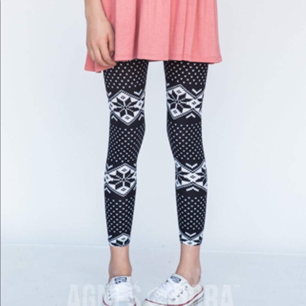 Agnes & Dora Kids Leggings Black & White Fair Isle
